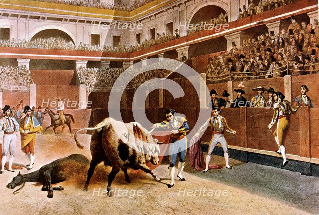 Bullfight in the Plaza Mayor of Madrid, lithography by Blanchard.