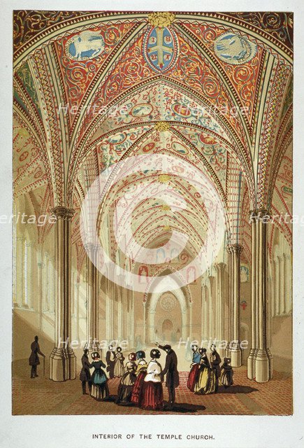 Interior view of Temple Church, City of London, c1860.                                               Artist: Anon