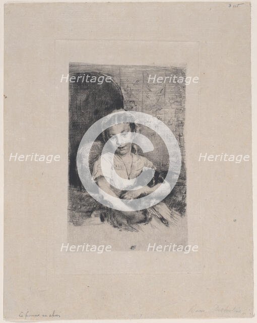 Mlle Chabot, danseuse de l'Opéra, ou Jeune fille au chien, 1888. Creator: Marcellin-Gilbert Desboutin.