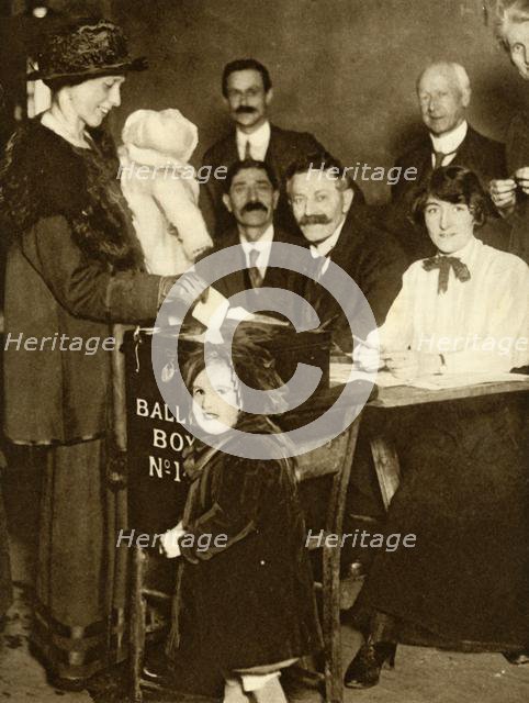 Some women are able to vote for the first time, Britain, 14 December 1918, (1935). Creator: Unknown.