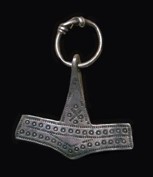 Silver Viking 'Thor's Hammer' amulet, 9th century Artist: Unknown