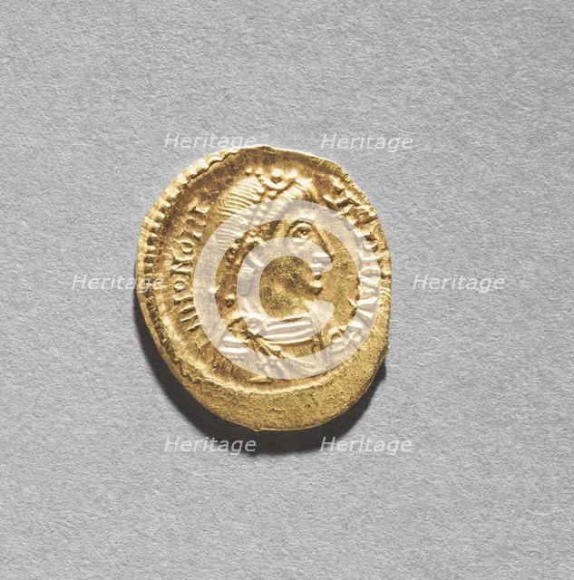 Solidus of Arkadios (obverse), 395-408. Creator: Unknown.