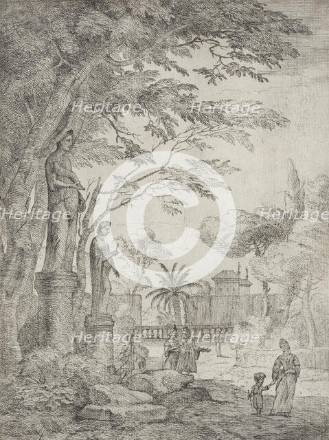 Garden Scene with Two Statues (Garden of the Villa Medici), between circa 1710 and circa 1720. Creator: Jan Frans van Bloemen.