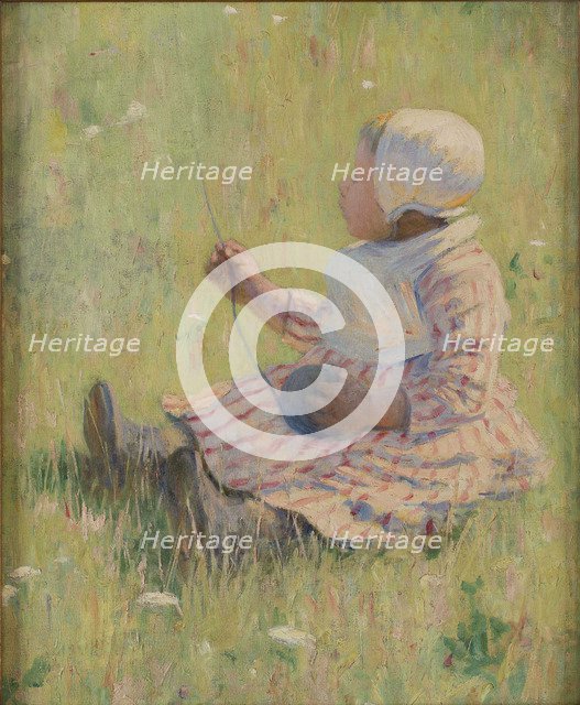 Girl playing with a ball of wool, c. 1875. Artist: Cassatt, Mary (1845-1926)