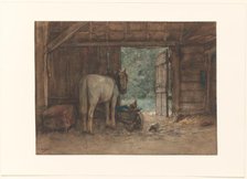 Horse in a stable at an open stable door, c.1848-c.1888. Creator: Anton Mauve.