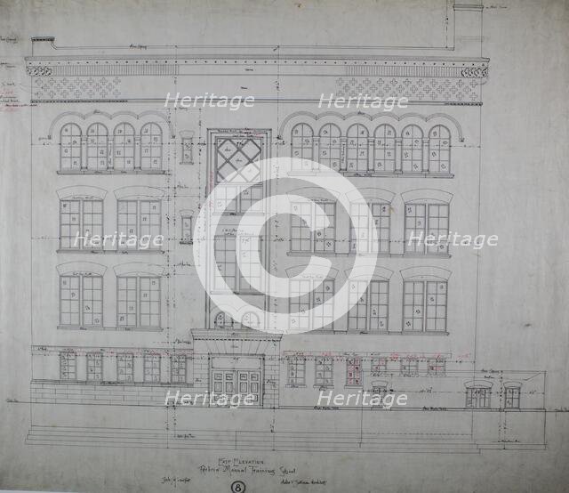 Hebrew Manual Training School, Chicago, Illinois, East Elevation, 1889/90. Creator: Adler & Sullivan.