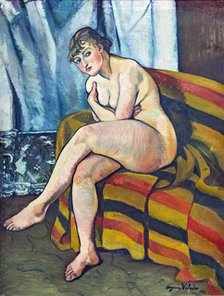Nu assis sur un canapé, 1916. Creator: Valadon, Suzanne (1865-1938).