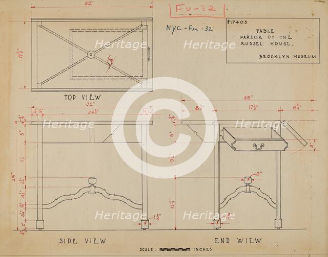 Table, 1935/1942. Creator: Unknown.