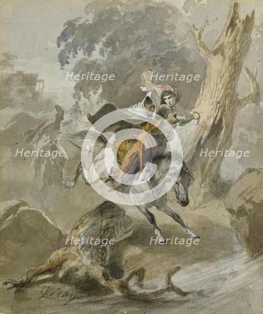 The Kidnap (From the Series Scènes du Caucase). Artist: Zichy, Mihály (1827-1906)