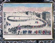 Grand procession of criminals sentenced by the Inquisition of Lisbon, 18th century. Artist: Anon