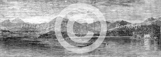 The Bay of Finlarig, Loch Tay, Perthshire, with the mausoleum of the Breadalbane family, 1862. Creator: Unknown.