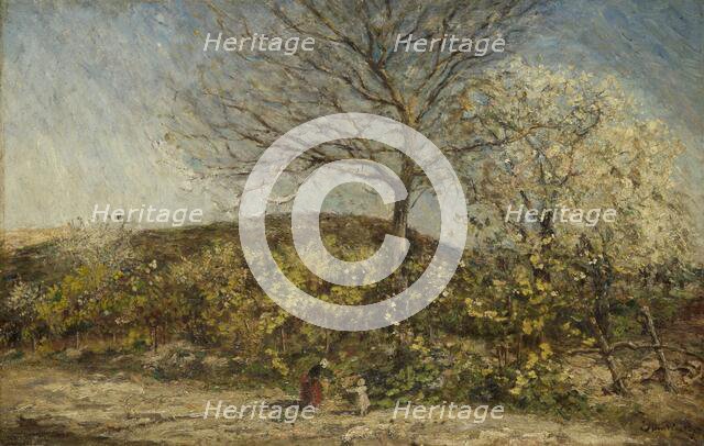 Landscape with flowering orchard, 1870-1886. Creator: Adolphe Monticelli.