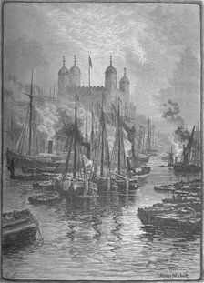 'View of the Tower from London Bridge', 1890. Artist: Hume Nisbet.
