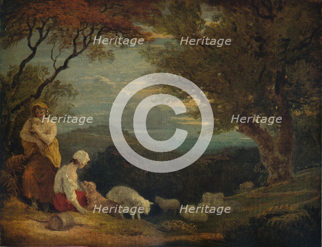'Landscape with Women, Sheep and Dog', c1811, (1938). Artist: Richard Westall.