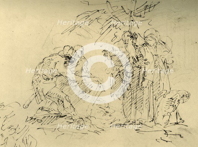 'The Opening of a Grave', mid 18th century, (1928).  Artist: Giovanni Battista Tiepolo.