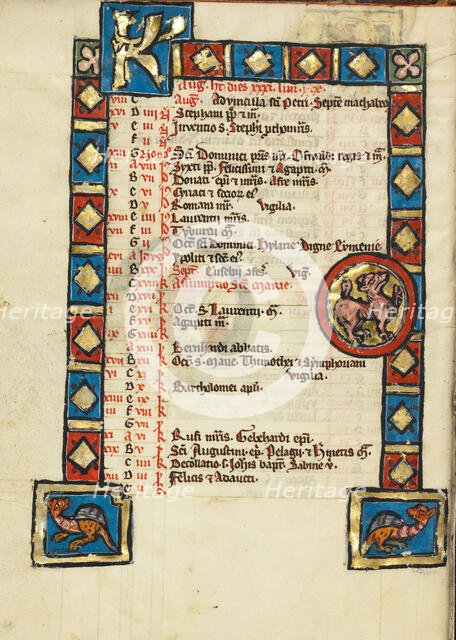 Zodiacal Sign of Leo; Psalter, third quarter of 13th century. Creator: Unknown.
