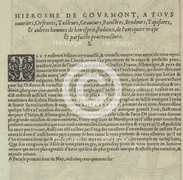 Livre de Moresques, title page (verso), 1546. Creator: Cornelis Bos.