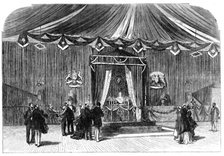 Funeral of Mr. Peabody in America: the City Hall, Portland, Maine, 1870. Creator: Unknown.