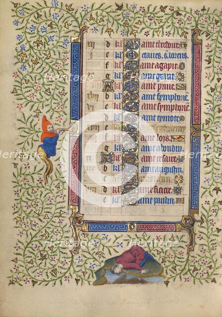 Calendar Page for August continued; Book of Hours, about 1410. Creator: Unknown.