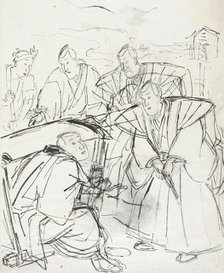 Sketch of a Scene from a Kabuki Play, 19th century. Creator: Utagawa Kuniyoshi.