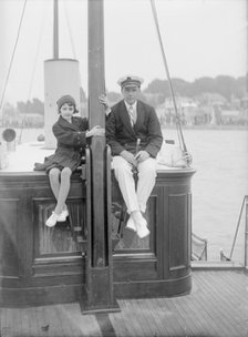 1st Earl of Birkenhead with his daughter on board their yacht, (Isle of Wight?), c1925. Creator: Kirk & Sons of Cowes.