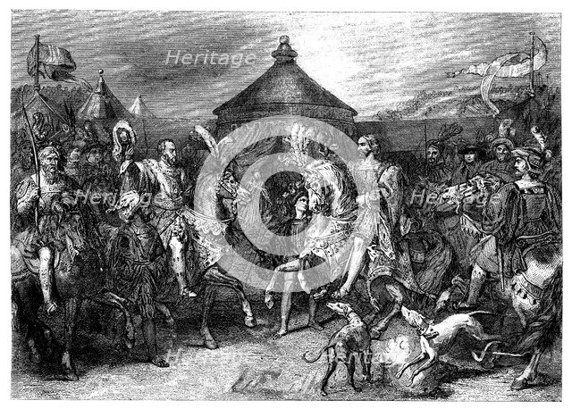 Interview in the field Drap d'Or between Henry VIII of England (1491-1597) and Francis I of Franc…