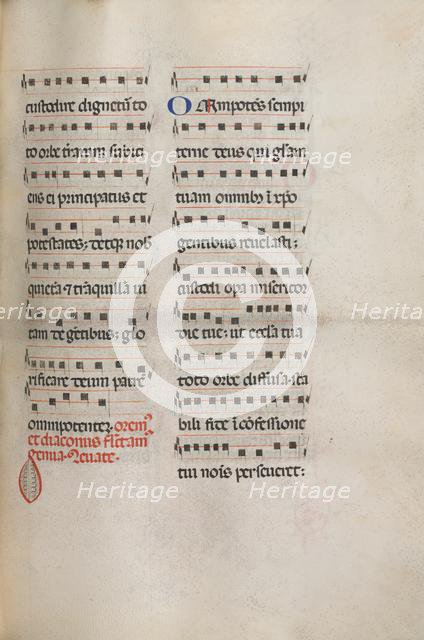 Missale: Fol. 146: Music for various prayers..., 1469. Creator: Bartolommeo Caporali (Italian, c. 1420-1503).