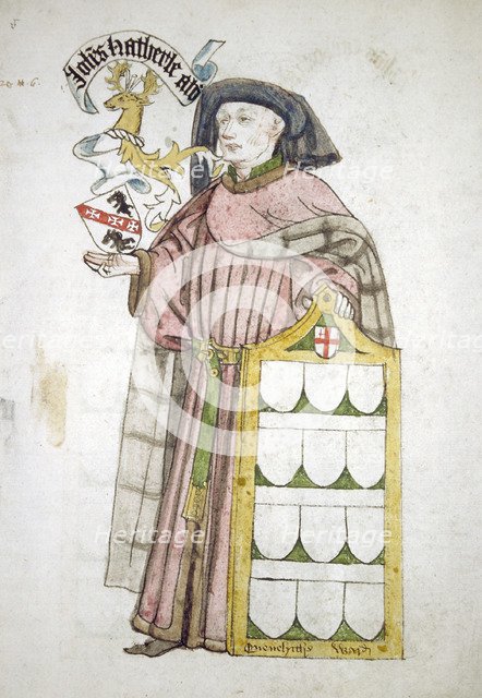 John Hatherle, Lord Mayor 1442-1443, in aldermanic robes, c1450.                                   Artist: Roger Leigh