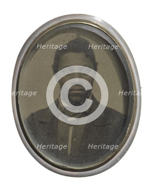 Brooch with a portrait of an unidentified man, ca. 1860. Creator: Unknown.