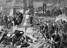 "Nero after the Burning of Rome", by Carl Piloty, in the late International Exhibition, 1862. Creator: W Thomas.