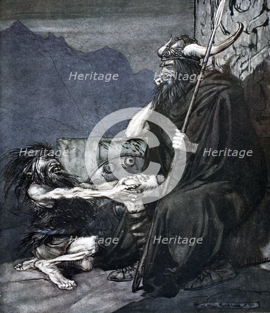 'Swear to me, Hagen, my son!', 1924.  Artist: Arthur Rackham