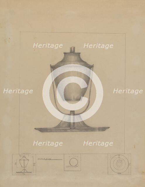 Whale Oil Lamp, c. 1936. Creator: Henry Meyers.