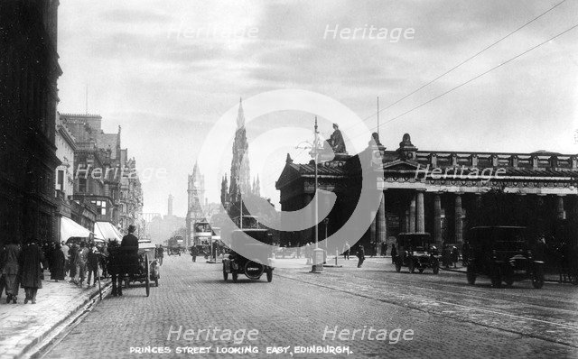 Looking east along Princes Street, Edinburgh, early 20th century.Artist: Valentine & Sons