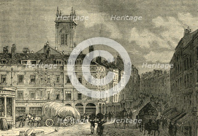 'St. Andrew's Church, from Snow Hill, in 1850', (c1872). Creator: Unknown.