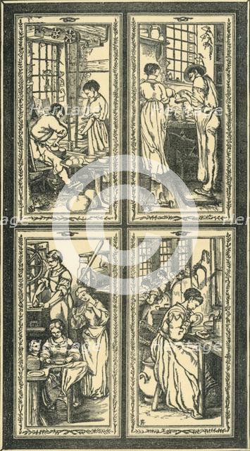 Staffordshire Processes, design for stained glass window, c1870, (1881).  Creator: Unknown.