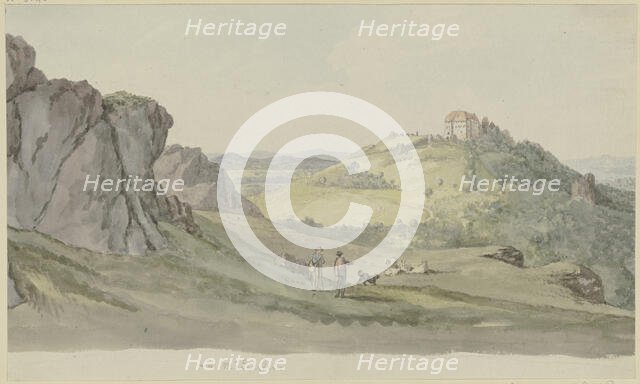 View from the Madelstein towards Wartburg Castle, c1795-1799. Creator: Georg Melchior Kraus.