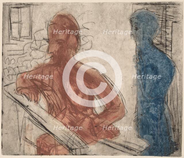 Peasant and Girl, 1921. Creator: Ernst Kirchner.