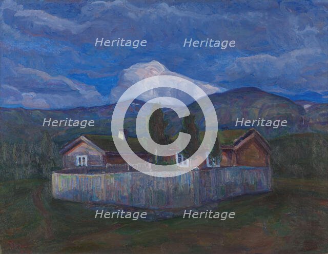 The Holbo Mountain Farm in Moonlight, 1909. Creator: Kristen Holbø.