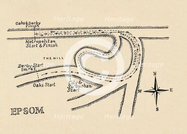 Epsom Race Course, 1940. Artist: Unknown