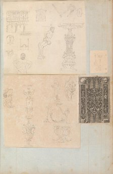 Page from a Scrapbook containing Drawings and Several Prints of Architecture, Int..., ca. 1800-1850. Creators: Workshop of Charles Percier, Workshop of Pierre François Léonard Fontaine.