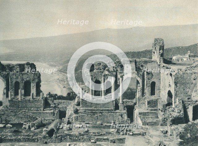 Stage and dressing-room of the Greek Theatre, Taormina, Sicily, Italy, 1927. Artist: Eugen Poppel.