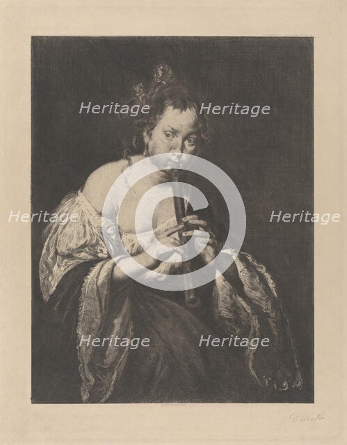 La Flutiste, d'après Domenico Fetti, 1891. Creator: Marcellin-Gilbert Desboutin.