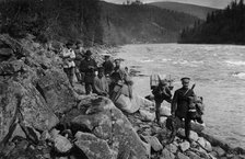 Members of the Expedition Detouring the Mrasskii Rapid, 1913. Creator: GI Ivanov.