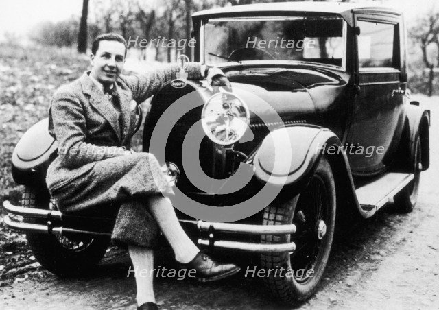Jean Bugatti pictured with a Bugatti car, 1930s. Artist: Unknown