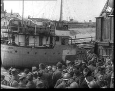 French Soldiers Boarding Ships in the Netherlands To Escape the Advancing German Army, 1940. Creator: British Pathe Ltd.