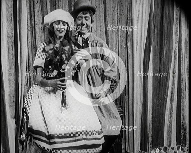 Gertrude Lawrence and Herbert Mundin Dressed as Country Types and Performing for the Camera, 1922. Creator: British Pathe Ltd.