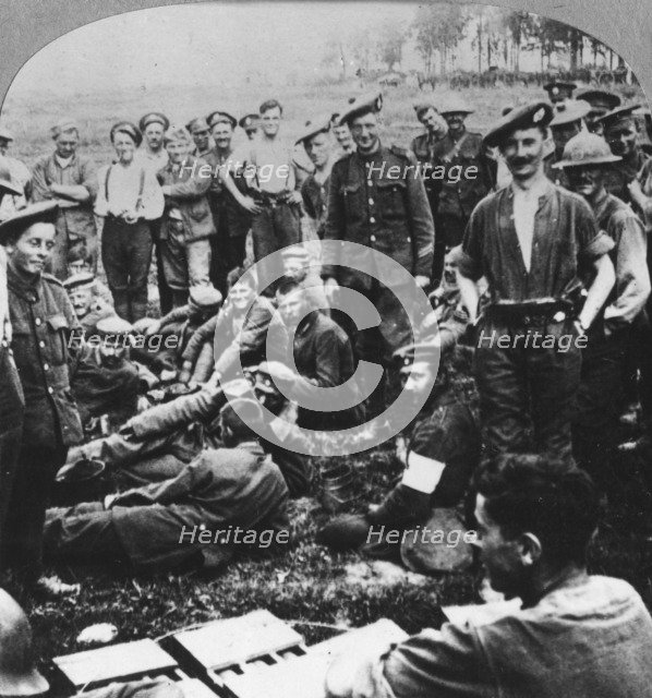 Victors and vanquished from the battle of Menin Road, Ypres, Flanders, Belgium, World War I, 1917. Artist: Realistic Travels Publishers