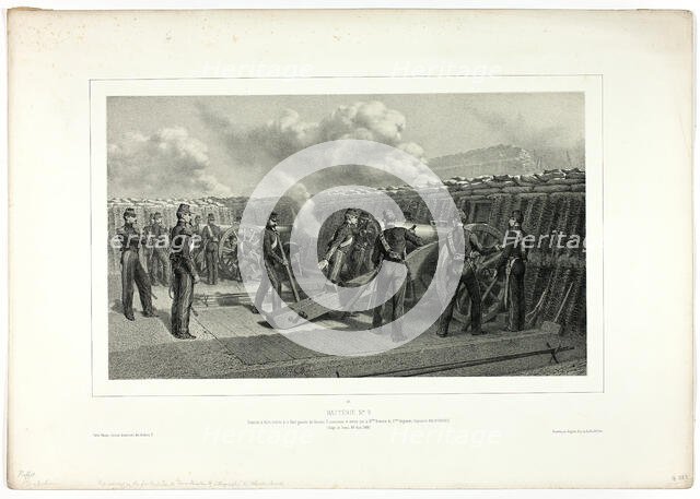 Battery no.9, from Souvenirs d’Italie: Expédition de Rome, 1859. Creator: Auguste Raffet.