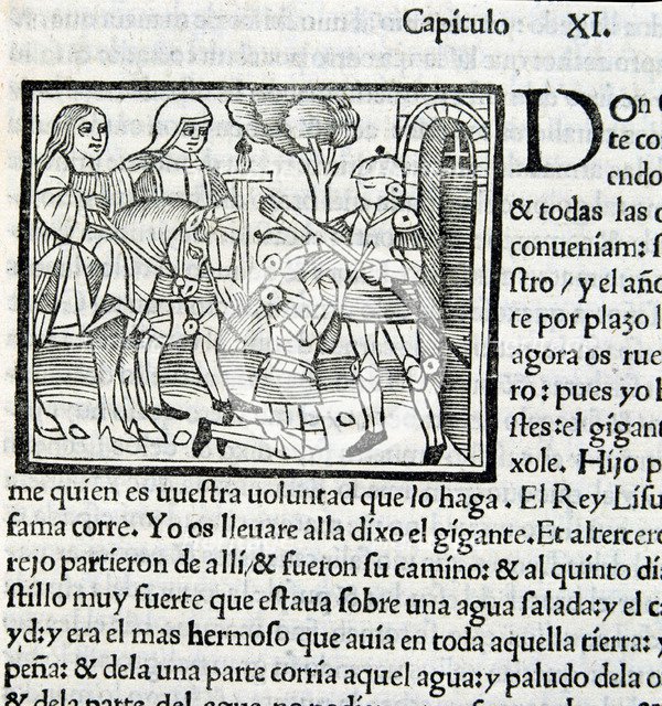 Amadis de Gaula, a masterpiece of medieval literature of 16th century, page of an edition of 1533.