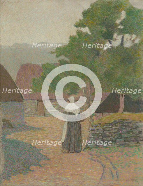 Landscape. Peasant woman going to her farm, 1887. Creator: Delavallée, Henri (1862-1943).